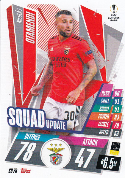 #SU78 Nicolás Otamendi (SL Benfica) Match Attax EXTRA 2020/21 SQUAD UPDATE