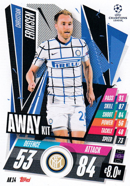 #AK14 Christian Eriksen (FC Internazionale Milano) Match Attax EXTRA 2020/21 AWAY KIT