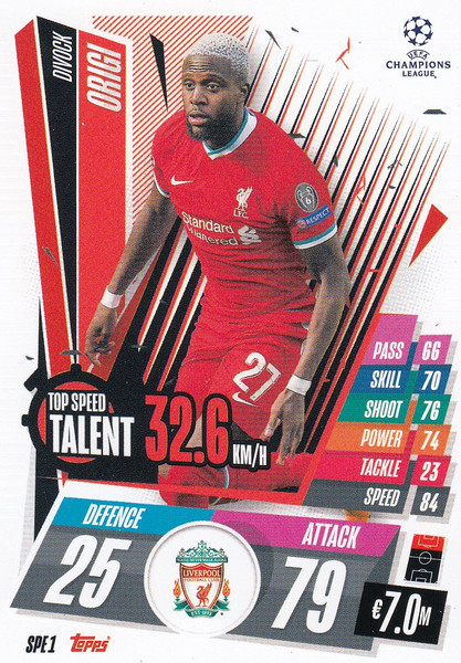 #SPE1 Divock Origi (Liverpool) Match Attax EXTRA 2020/21 TOP SPEED TALENT