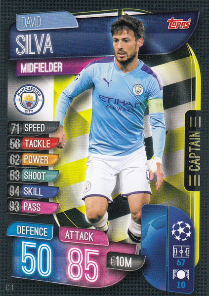 #C1 David Silva (Manchester City) Match Attax EXTRA 2019/20 CAPTAIN