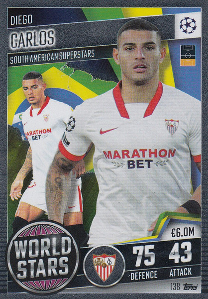 #138 Diego Carlos (Sevilla FC) Match Attax 101 2020/21 WORLD STAR