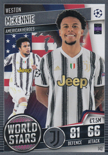 #142 Weston McKennie (Juventus) Match Attax 101 2020/21 WORLD STAR