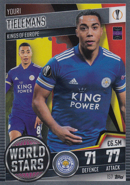 #157 Youri Tielemans (Leicester City) Match Attax 101 2020/21 WORLD STAR