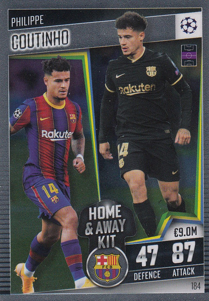 #184 Philippe Coutinho (FC Barcelona) Match Attax 101 2020/21 HOME & AWAY KIT