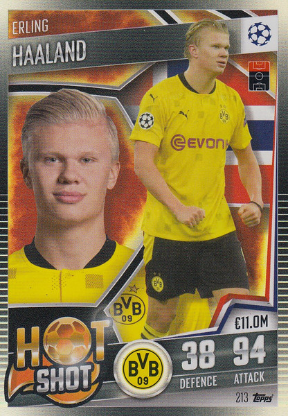 #213 Erling Haaland (Borussia Dortmund) Match Attax 101 2020/21 HOT SHOT