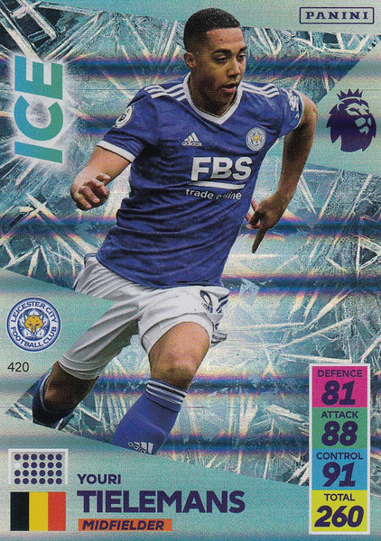 #420 Youri Tielemans (Leicester City) Adrenalyn XL Premier League 2021/22 ICE