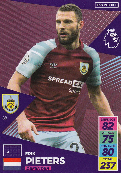 #88 Erik Pieters (Burnley) Adrenalyn XL Premier League 2021/22