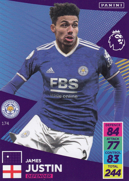 #174 James Justin (Leicester City) Adrenalyn XL Premier League 2021/22