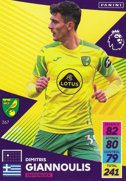 #267 Dimitrios Giannoulis (Norwich City) Adrenalyn XL Premier League 2021/22