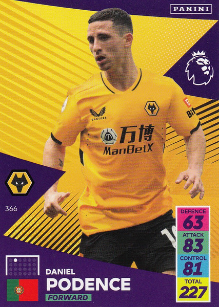 #366 Daniel Podence (Wolverhampton Wanderers) Adrenalyn XL Premier League 2021/22