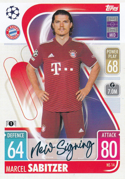 #NS14 Marcel Sabitzer (FC Bayern München) Match Attax Champions League 2021/22 NEW SIGNING