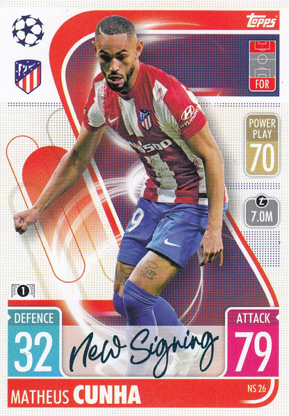 #NS26 Matheus Cunha (Atlético de Madrid) Match Attax Champions League 2021/22 NEW SIGNING