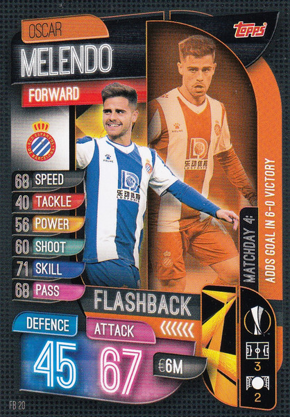 #FB20 Oscar Melendo (RCD Espanyol) Match Attax EXTRA 2019/20 FLASHBACK