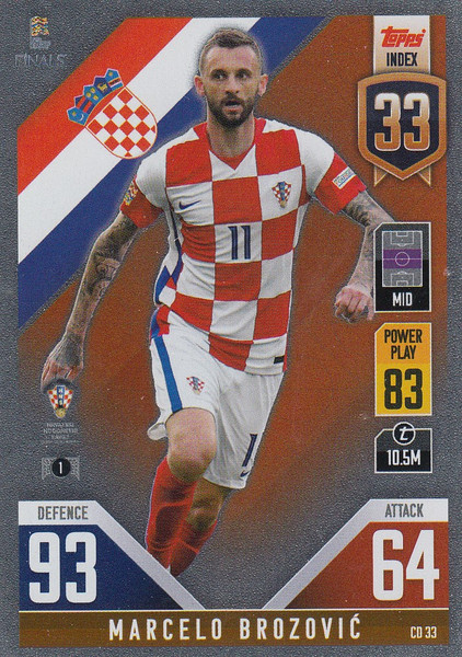 #CD33 Marcelo Brozovic (Croatia) Match Attax 101 2022 101 COUNTDOWN