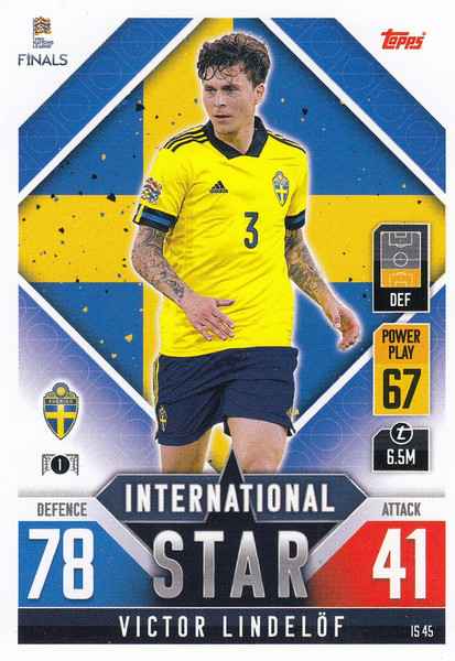 #IS45 Victor Lindelof (Sweden) Match Attax 101 2022 INTERNATIONAL STAR