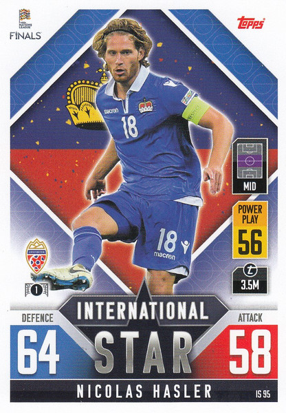 #IS95 Nicolas Hasler (Liechtenstein) Match Attax 101 2022 INTERNATIONAL STAR