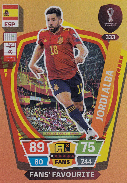 #333 Jordi Alba (Spain) World Cup Qatar 2022 FANS FAVOURITE