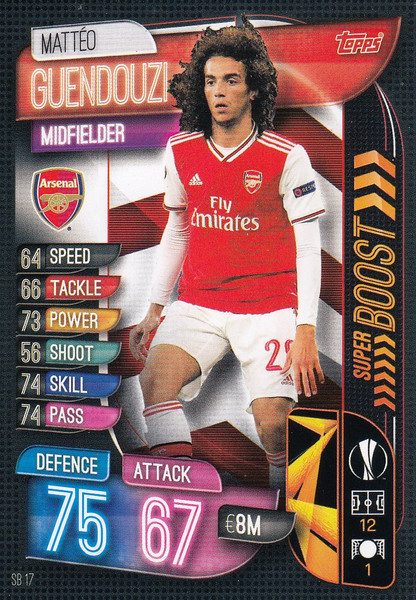 #SB17 Matteo Guendouzi (Arsenal FC) Match Attax EXTRA 2019/20 SUPERBOOST