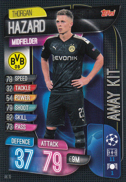 #AK10 Thorgan Hazard (Borussia Dortmund) Match Attax EXTRA 2019/20 AWAY KIT