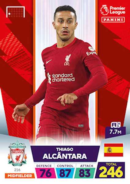 #216 Thiago Alcantara (Liverpool) Adrenalyn XL Premier League 2023