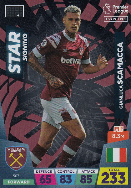 #507 Gianluca Scamacca (West Ham United) Adrenalyn XL Premier League 2023 STAR SIGNING