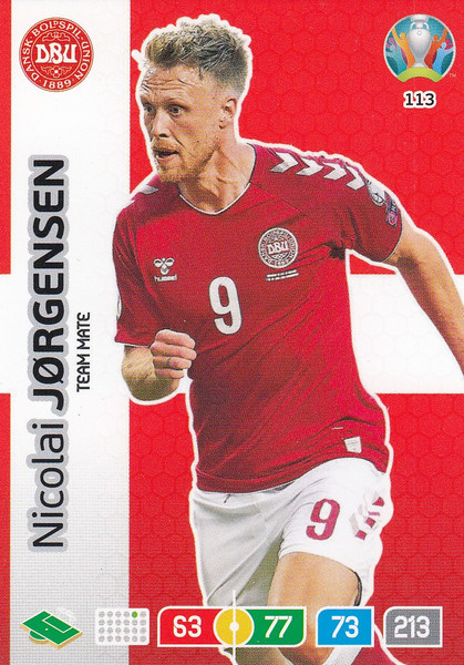 #113 Nicolai Jorgensen (Denmark) Adrenalyn XL Euro 2020