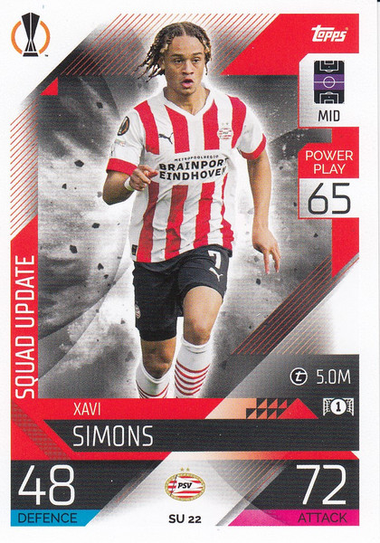 #SU22 Xavi Simons (PSV Eindhoven) Match Attax EXTRA Champions League 2022/23