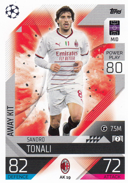 #AK19 Sandro Tonali (AC Milan) Match Attax EXTRA Champions League 2022/23