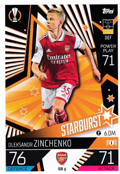 #SB5 Oleksandr Zinchenko (Arsenal) Match Attax EXTRA Champions League 2022/23