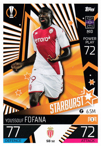 #SB12 Youssouf Fofana (AS Monaco FC) Match Attax EXTRA Champions League 2022/23