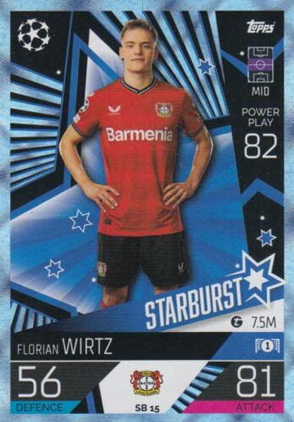 #SB15 Florian Wirtz (Bayer 04 Leverkusen) Match Attax EXTRA Champions League 2022/23 CRYSTAL