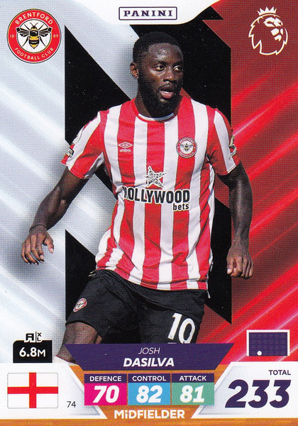 #74 Josh Dasilva (Brentford) Adrenalyn XL Premier League PLUS 2023