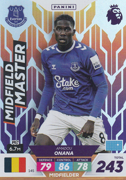 #145 Amadou Onana (Everton) Adrenalyn XL Premier League PLUS 2023 MIDFIELD MASTER