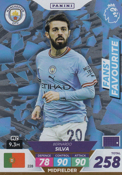 #228 Bernardo Silva (Manchester City) Adrenalyn XL Premier League PLUS 2023 FANS FAVOURITE