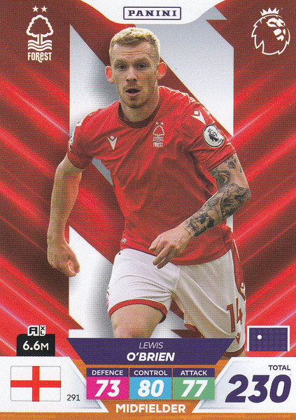 #291 Lewis O'Brien (Nottingham Forest) Adrenalyn XL Premier League PLUS 2023