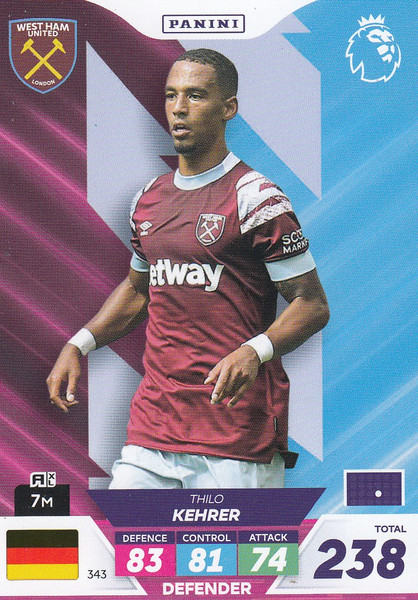 #343 Thilo Kehrer (West Ham United) Adrenalyn XL Premier League PLUS 2023