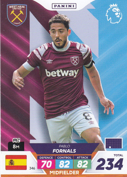 #346 Pablo Fornals (West Ham United) Adrenalyn XL Premier League PLUS 2023