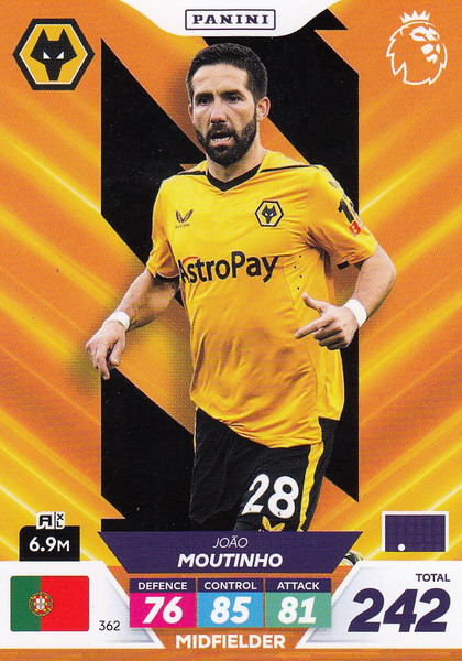 #362 João Moutinho (Wolverhampton Wanderers) Adrenalyn XL Premier League PLUS 2023