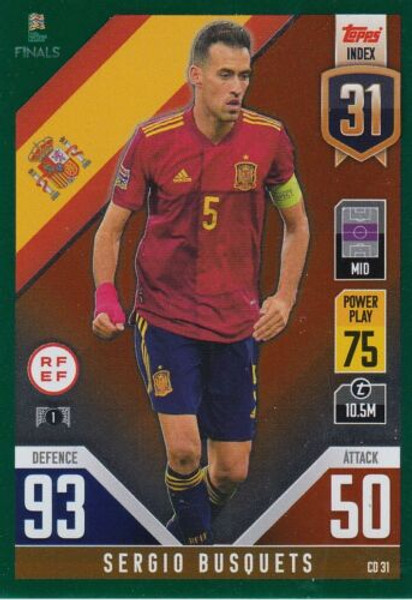 #CD31 Sergio Busquets (Spain) Match Attax 101 2022 GREEN PARALLEL