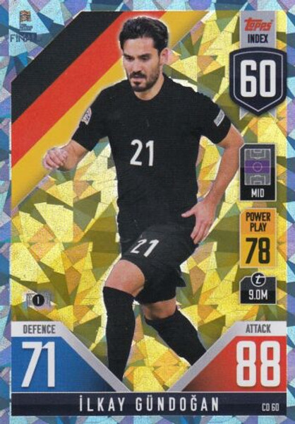 #CD60 Ilkay Gundogan (Germany) Match Attax 101 2022 BLUE CRYSTAL PARALLEL