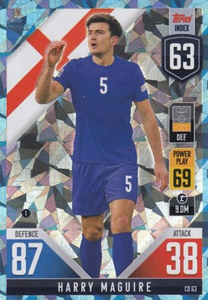 #CD63 Harry Maguire (England) Match Attax 101 2022 BLUE CRYSTAL PARALLEL