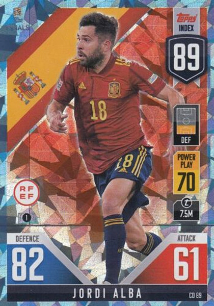 #CD89 Jordi Alba (Spain) Match Attax 101 2022 BLUE CRYSTAL PARALLEL