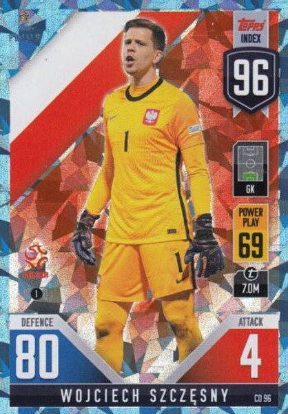 #CD96 Wojciech Szczesny (Poland) Match Attax 101 2022 BLUE CRYSTAL PARALLEL