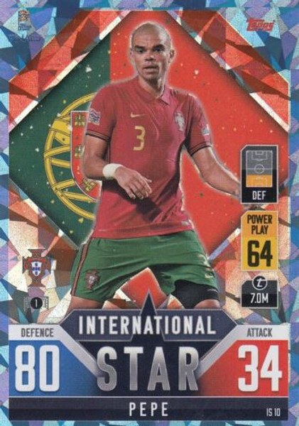 #IS10 Pepe (Portugal) Match Attax 101 2022 BLUE CRYSTAL PARALLEL