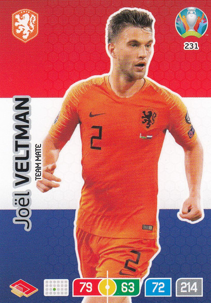#231 Joel Veltman (Netherlands) Adrenalyn XL Euro 2020