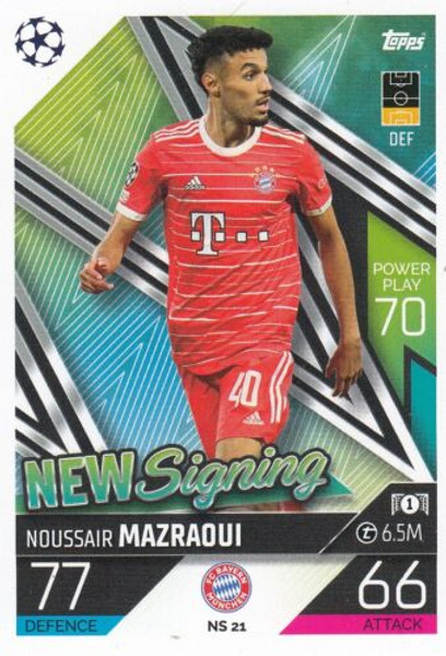 #NS21 Noussair Mazraoui (FC Bayern Munchen) Match Attax Champions League 2022/23 UPDATE CARD