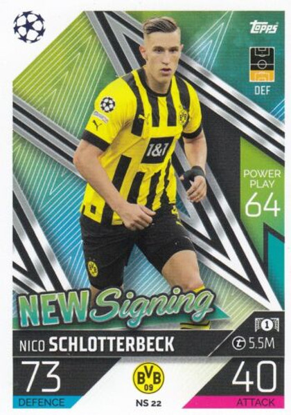 #NS22 Nico Schlotterbeck (Borussia Dortmund) Match Attax Champions League 2022/23 UPDATE CARD