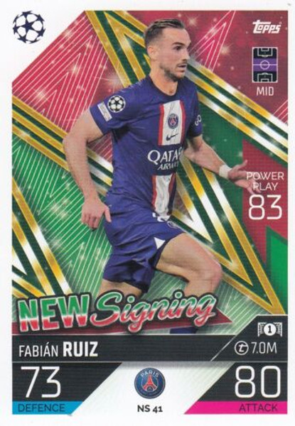 #NS41 Fabian Ruiz (Paris Saint-Germain) Match Attax Champions League 2022/23 UPDATE CARD