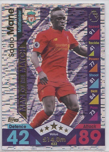 422 Sadio Mane (Liverpool) - MAN OF THE MATCH - Topps Match Attax