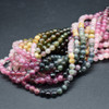 Mixed Rainbow Tourmaline Gemstone Round Beads - 4mm - 15'' Strand, for Jewellery Making